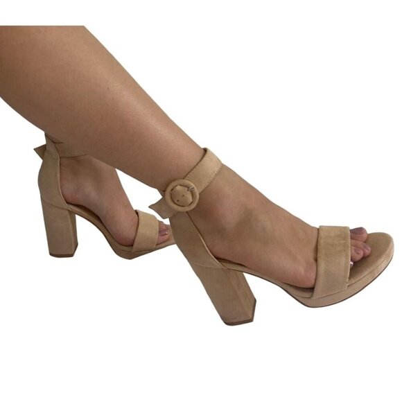 Women's beige high heel sandals, size 39, NWOT - Picture 3 of 6